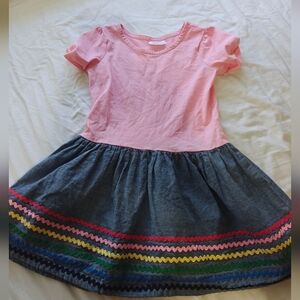 Dress Cotton 120 6-7 Yrs Hanna Andersson Pink Denim